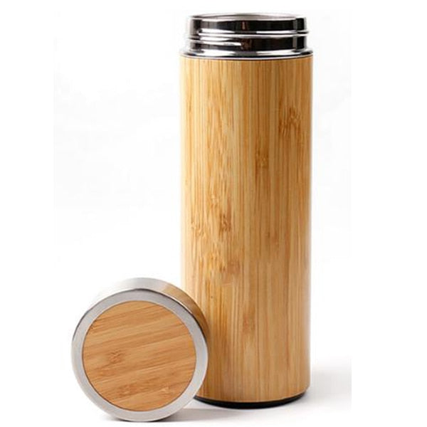 Transhome Creative Bamboo Thermos Bottle 360ml Stainless Steel Tumbler Vacuum Flasks Insulated Bottles Coffee Mug For Travel Tea