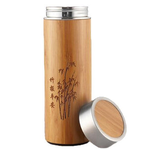 Transhome Creative Bamboo Thermos Bottle 360ml Stainless Steel Tumbler Vacuum Flasks Insulated Bottles Coffee Mug For Travel Tea