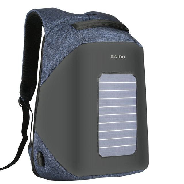 Solar Panel Power Backpack External USB Charge Bag Large Capacity Business Travel Anti-theft Waterproof Laptop Backpack