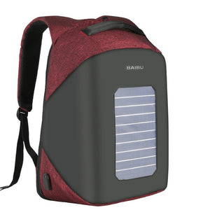 Solar Panel Power Backpack External USB Charge Bag Large Capacity Business Travel Anti-theft Waterproof Laptop Backpack