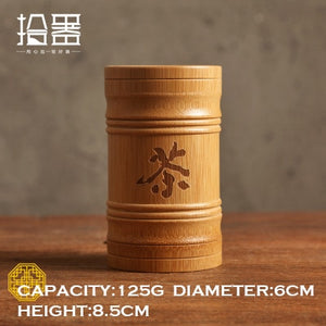 Handmade Bamboo Tea Canister Spice Caddy Storage Box Organizer Bottle Tea Set Box Kitchen Accessories Seal Cover Jar Caddy Gift