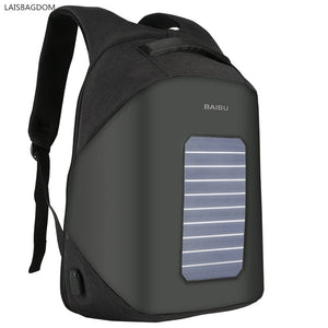 Solar Panel Power Backpack External USB Charge Bag Large Capacity Business Travel Anti-theft Waterproof Laptop Backpack