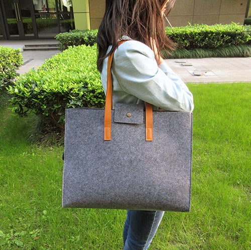 Sight focus brand grey felt tote bag shoulder bag lightweig fashion recycling totes woman bag vilten tas bolso gris mujer