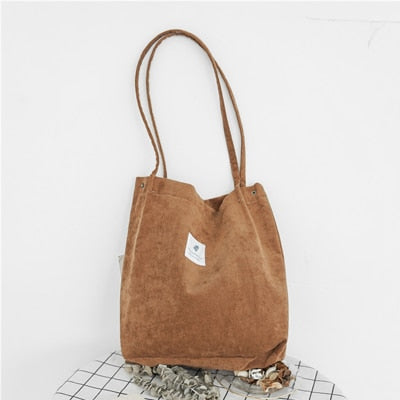 Raged Sheep Women Shopping Bags Ladies Corduroy One Shoulder Bags Girls School Bags Women Big Capacity Beach Eco Folding Bag C14