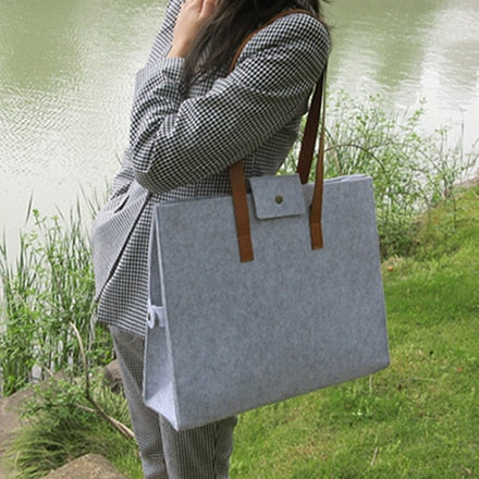 Sight focus brand grey felt tote bag shoulder bag lightweig fashion recycling totes woman bag vilten tas bolso gris mujer