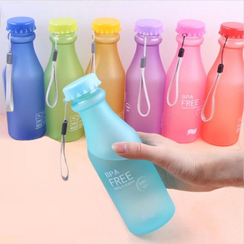 Candy Colors Unbreakable Frosted Leak-proof Plastic kettle 550mL BPA Free Portable Water Bottle for Travel Yoga Running Camping