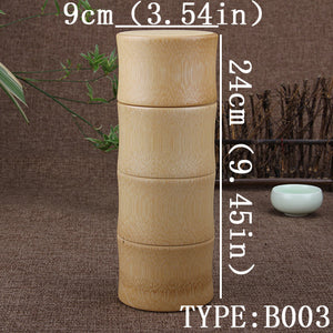 Bamboo Storage Bottles Kitchen Tea Container Jar Cans Case Organizer Spice Round Caps Seal Box Canister For Bulk Products