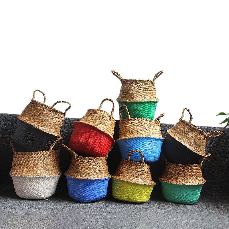 Storage Baskets laundry Seagrass Baskets Wicker Hanging Flower Pot Baskets Storage Flower Home Pot panier osier basket for toys