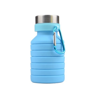 eTya 550ml Portable Silicone retractable Folding Water Bottle Outdoor Travel Telescopic Collapsible Bottle Plastic With Lid