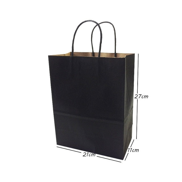 10 Pcs/lot Gift Bags With Handles Multi-function High-end Black Paper Bags 6 Size Recyclable Environmental Protection Bag