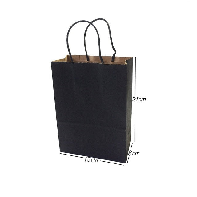 10 Pcs/lot Gift Bags With Handles Multi-function High-end Black Paper Bags 6 Size Recyclable Environmental Protection Bag