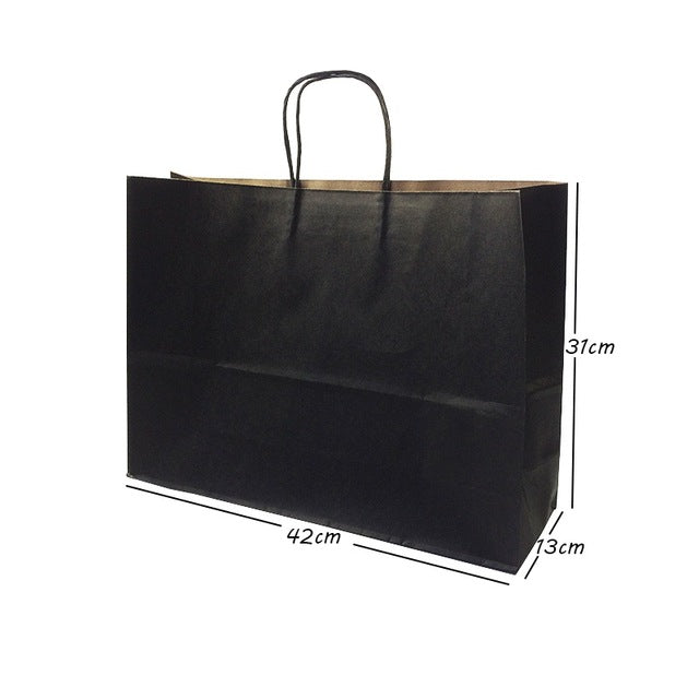 10 Pcs/lot Gift Bags With Handles Multi-function High-end Black Paper Bags 6 Size Recyclable Environmental Protection Bag