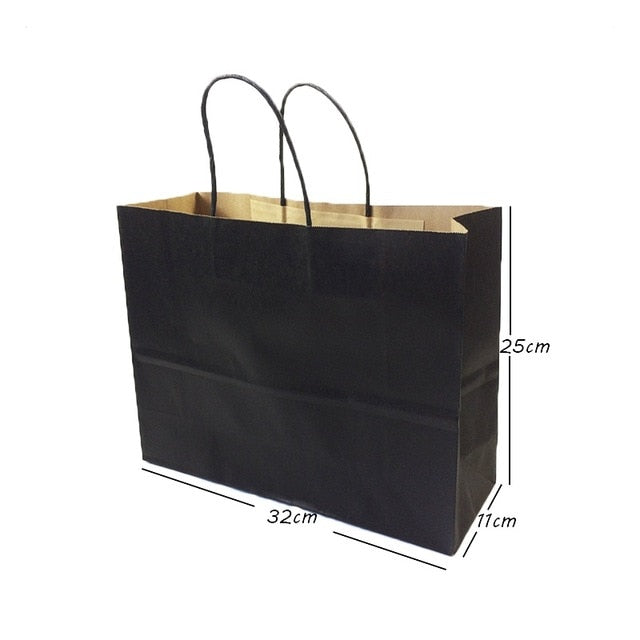 10 Pcs/lot Gift Bags With Handles Multi-function High-end Black Paper Bags 6 Size Recyclable Environmental Protection Bag