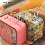 LVV HOME Retro portable Stud Earrings storage box/Creative Iron Mini Luggage Candy box Earphone box