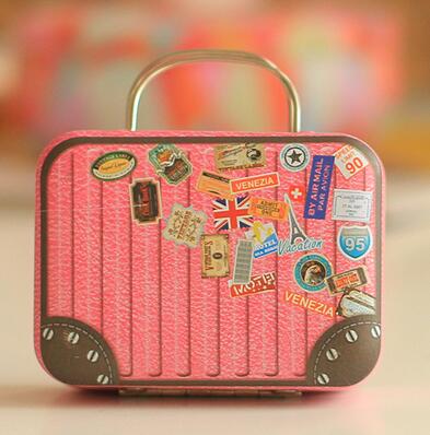 LVV HOME Retro portable Stud Earrings storage box/Creative Iron Mini Luggage Candy box Earphone box