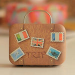 LVV HOME Retro portable Stud Earrings storage box/Creative Iron Mini Luggage Candy box Earphone box