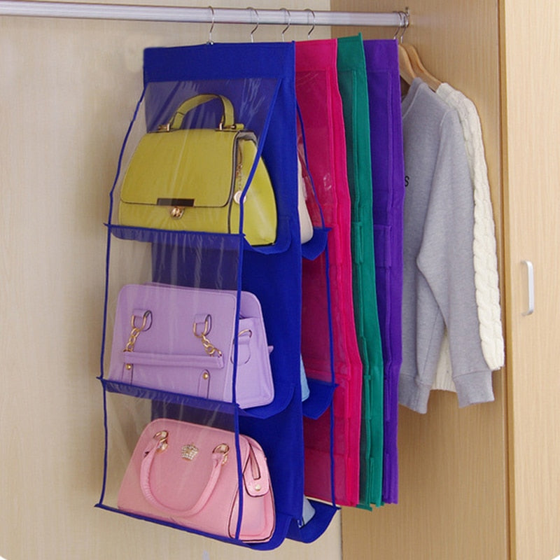 6 Pocket Folding Hanging Handbag Storage Organizer Hanging Sundry Shoe Storage Bag for Close Home Supplies Closet Organizer