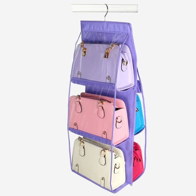 6 Pocket Folding Hanging Handbag Storage Organizer Hanging Sundry Shoe Storage Bag for Close Home Supplies Closet Organizer