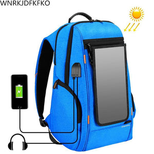 Solar Backpack Waterproof Large Capacity 17 inch Convenient Charging Laptop Travel Bag Sunlight Charger