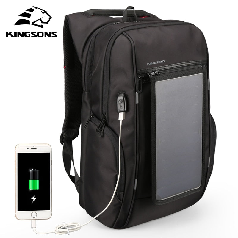 Kingsons Solar Panel Backpacks 15.6 inches Convenience Charging Laptop Bags for Travel Solar Charger Daypacks