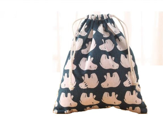 New Fresh Fabric Cotton Travel Drawstring Tote Storage Bag Organizer Bag For Underwear Toy Storage Bag  244