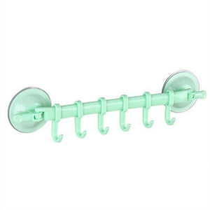 Hoomall 6 Hooks Storage Hanger Rack Wall Mounted Kitchen Hanging Holder Colorful Sucker Suction Hooks Home Bathroom Accessories