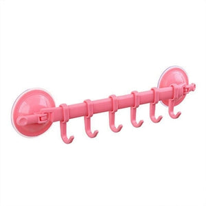 Hoomall 6 Hooks Storage Hanger Rack Wall Mounted Kitchen Hanging Holder Colorful Sucker Suction Hooks Home Bathroom Accessories