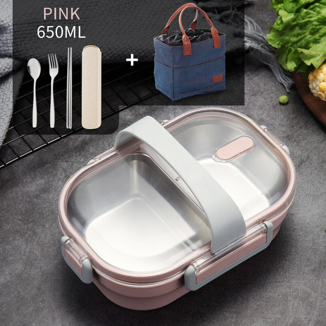 WORTHBUY Japanese Portable Lunch Box For Kids School 304 Stainless Steel Bento Box Kitchen Leak-proof Food Container Food Box