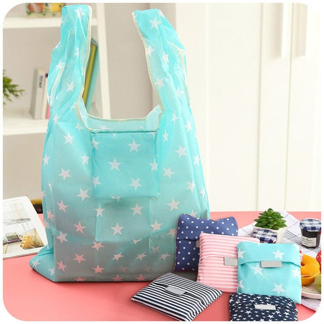 Custom Foldable Eco Reusable Shopping Bag Folding Tote Pouch Recycle Storage Handbags Large Home Handy Organization Bag